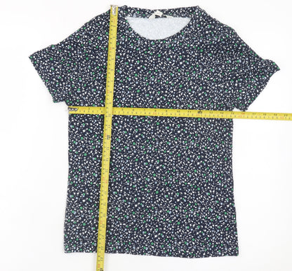 Marks and Spencer Women's Blue Floral Cotton T-Shirt Size 14