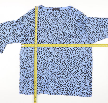 Marks and Spencer Women Blue Polka Dot Long Sleeve Cotton Blouse Size 20