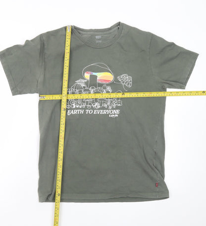Levi's Men's Green Graphic 'Earth To Everyone' Crew Neck T-Shirt Size M
