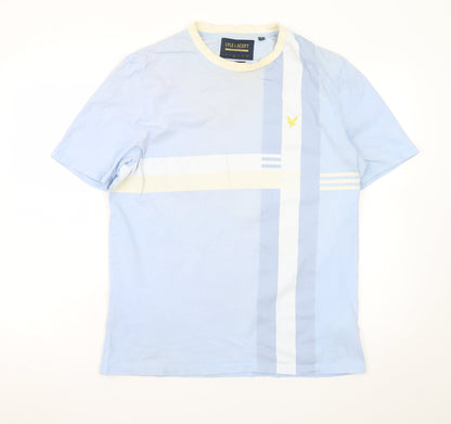 Lyle & Scott Men's Blue Relaxed Fit Colourblock T-Shirt Size L