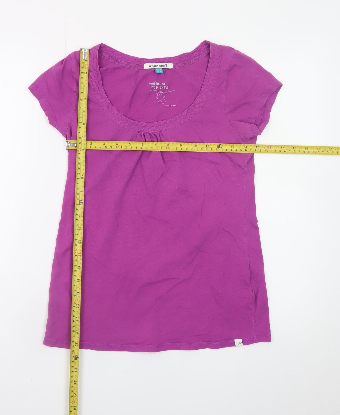 White Stuff Women's Purple Cotton Short Sleeve T-Shirt UK 10