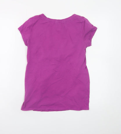 White Stuff Women's Purple Cotton Short Sleeve T-Shirt UK 10