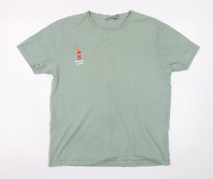 ASOS Design Men's Green Hot Sauce Graphic Cotton T-Shirt Size M