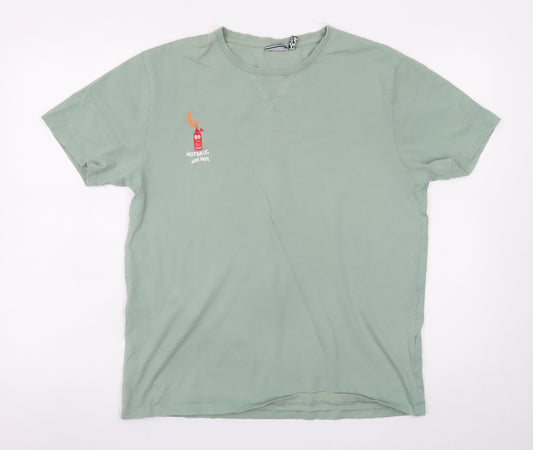 ASOS Design Men's Green Hot Sauce Graphic Cotton T-Shirt Size M