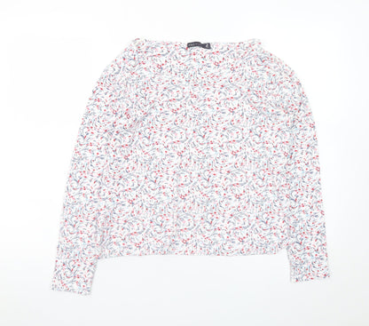 Marks and Spencer Women's White Floral Long Sleeve Viscose T-Shirt Size 16