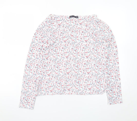 Marks and Spencer Women's White Floral Long Sleeve Viscose T-Shirt Size 16