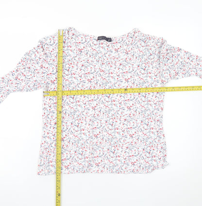 Marks and Spencer Women's White Floral Long Sleeve Viscose T-Shirt Size 16