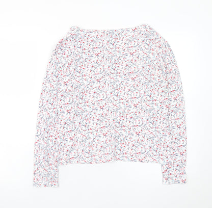 Marks and Spencer Women's White Floral Long Sleeve Viscose T-Shirt Size 16