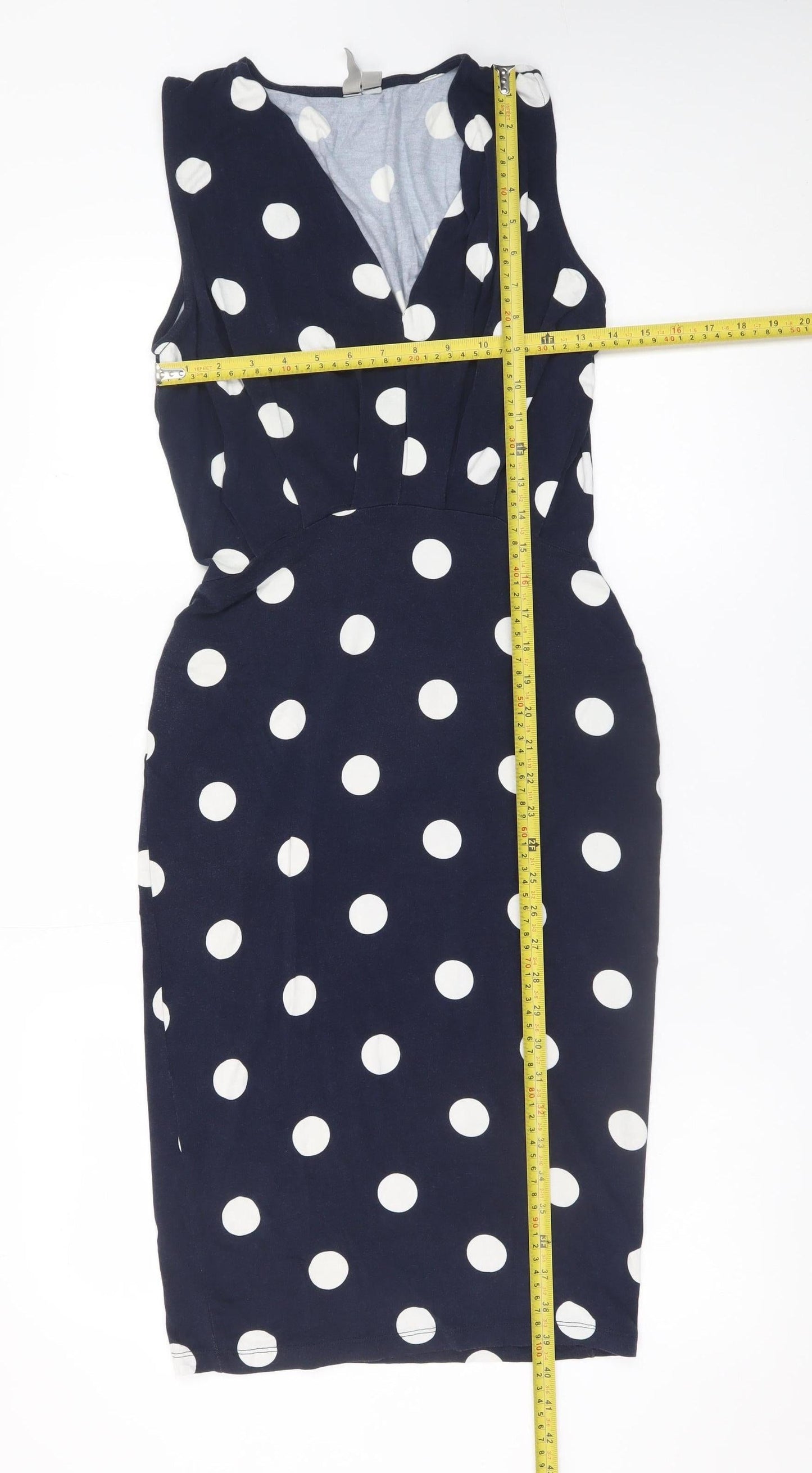 ASOS Women's Blue Polka Dot Sleeveless Bodycon Dress Size 12