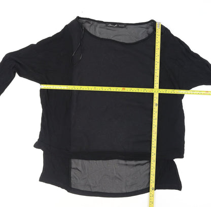Brendalie Women's Black Long Sleeve Viscose Sheer Blouse Size 12
