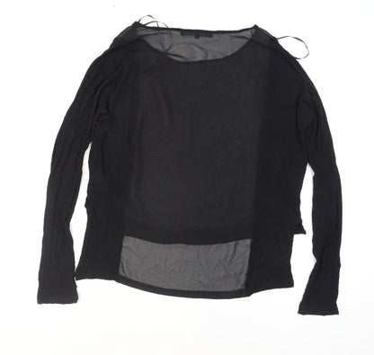 Brendalie Women's Black Long Sleeve Viscose Sheer Blouse Size 12