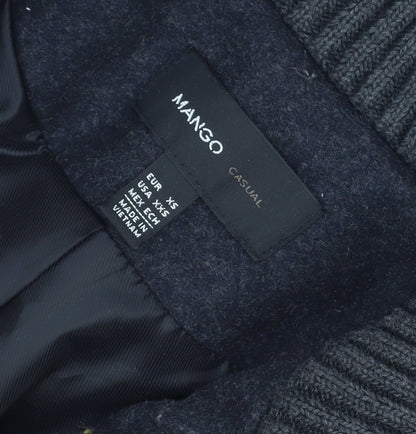 Mango Women Black Wool Blend Belted Overcoat XS