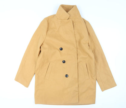 Boohoo Women’s Beige Mid-Length Button Coat Size 8