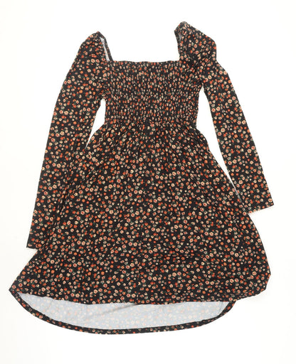 New Look Maternity Black Floral A-Line Ruched Dress UK 10