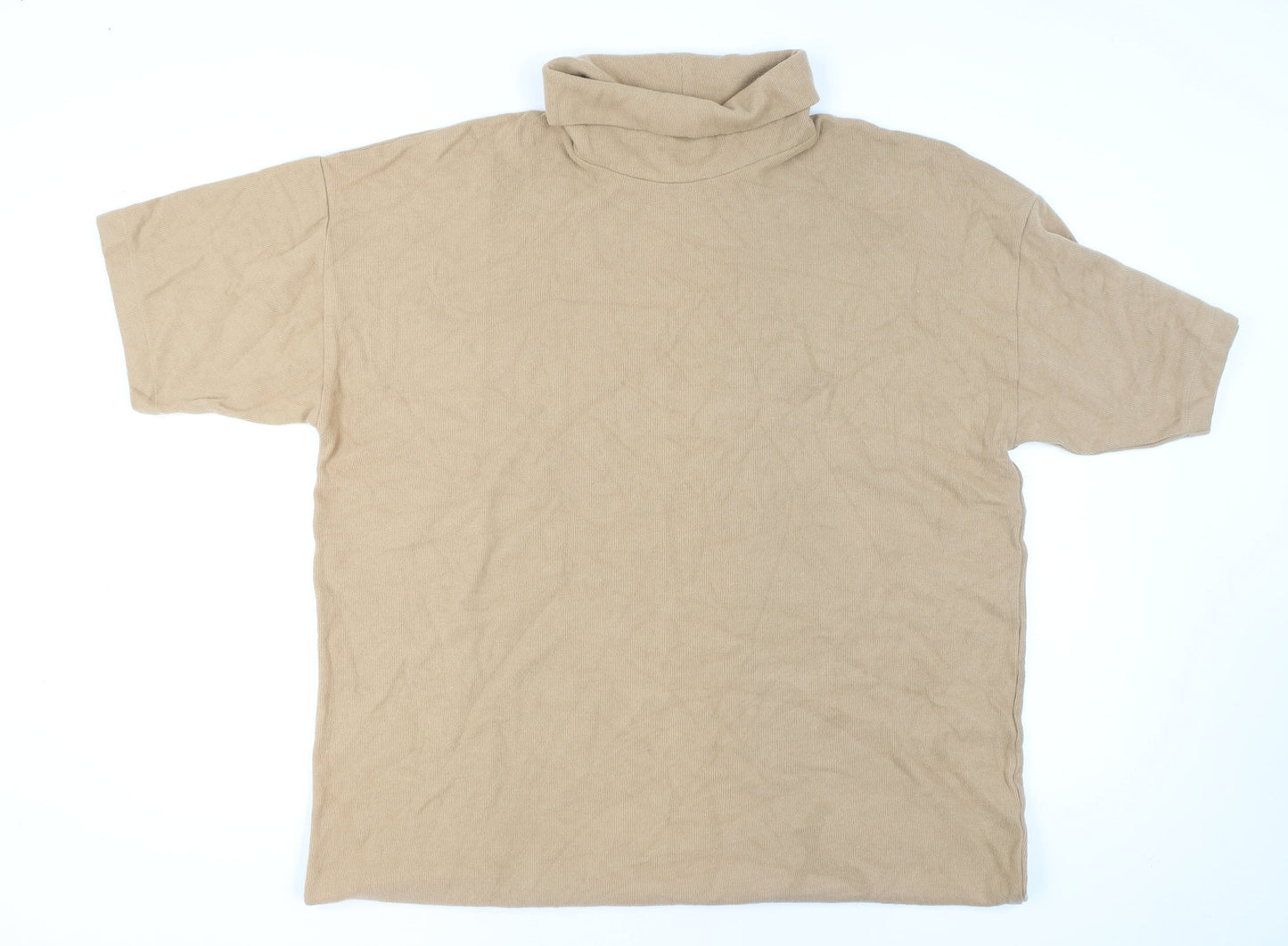 Marks and Spencer Women Beige Roll Neck Short Sleeve Pullover Jumper Size 24