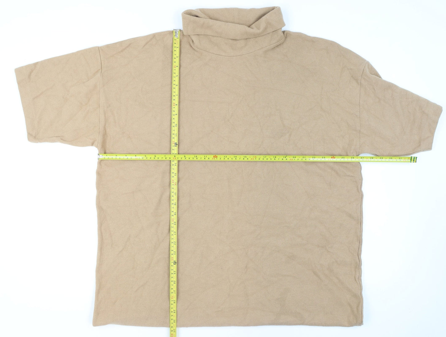 Marks and Spencer Women Beige Roll Neck Short Sleeve Pullover Jumper Size 24