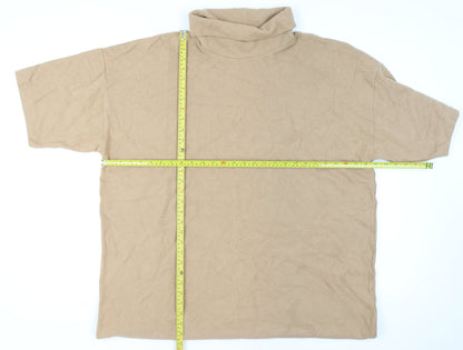 Marks and Spencer Women Beige Roll Neck Short Sleeve Pullover Jumper Size 24
