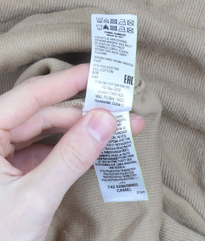 Marks and Spencer Women Beige Roll Neck Short Sleeve Pullover Jumper Size 24