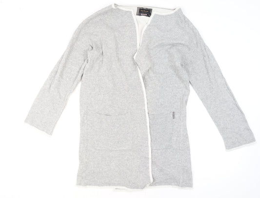 Barbour Women Grey Wool Blend Cardigan Jumper M Classic Open Knit
