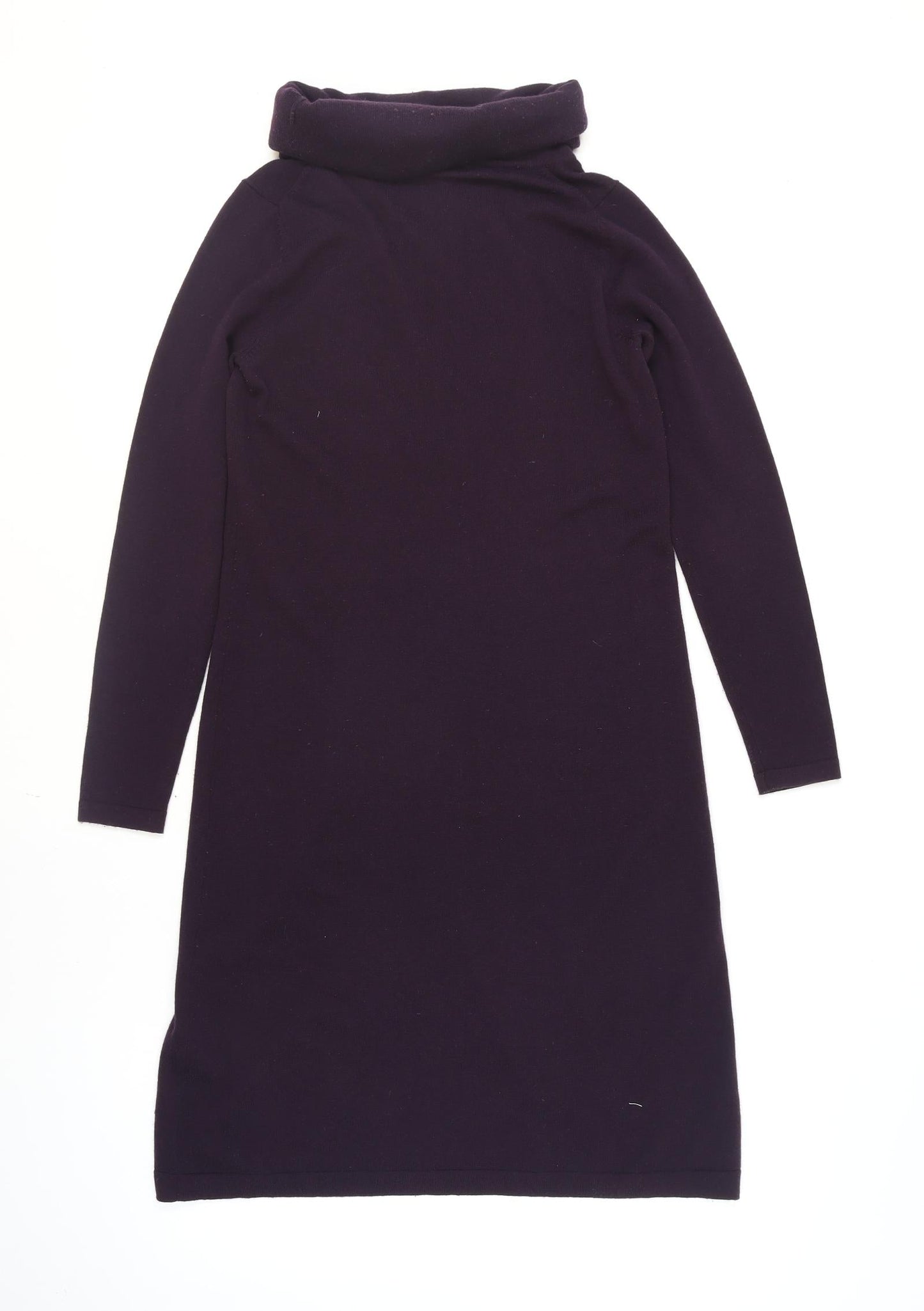 Kew Women Purple Wool Blend Roll Neck Knit Sweater Dress M