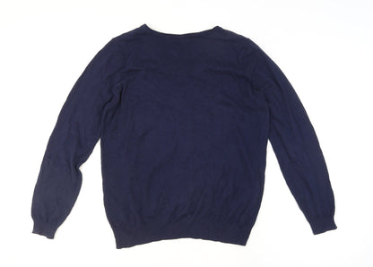 BHS Women's Blue Butterfly Cotton Long Sleeve Pullover Jumper Size 14