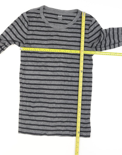 GAP Men's Grey Striped Long Sleeve Cotton Jersey Top Size S