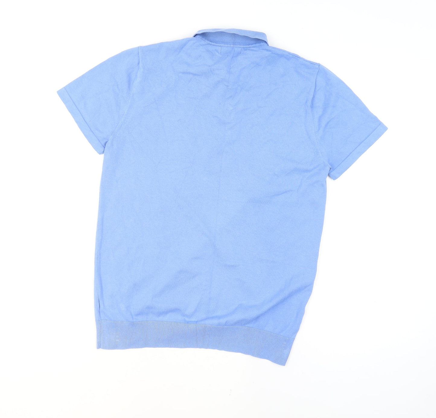 Next Men's Blue Cotton Blend Polo Shirt Size M Short Sleeve