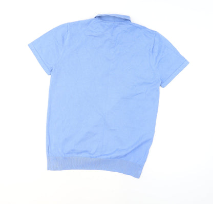 Next Men's Blue Cotton Blend Polo Shirt Size M Short Sleeve