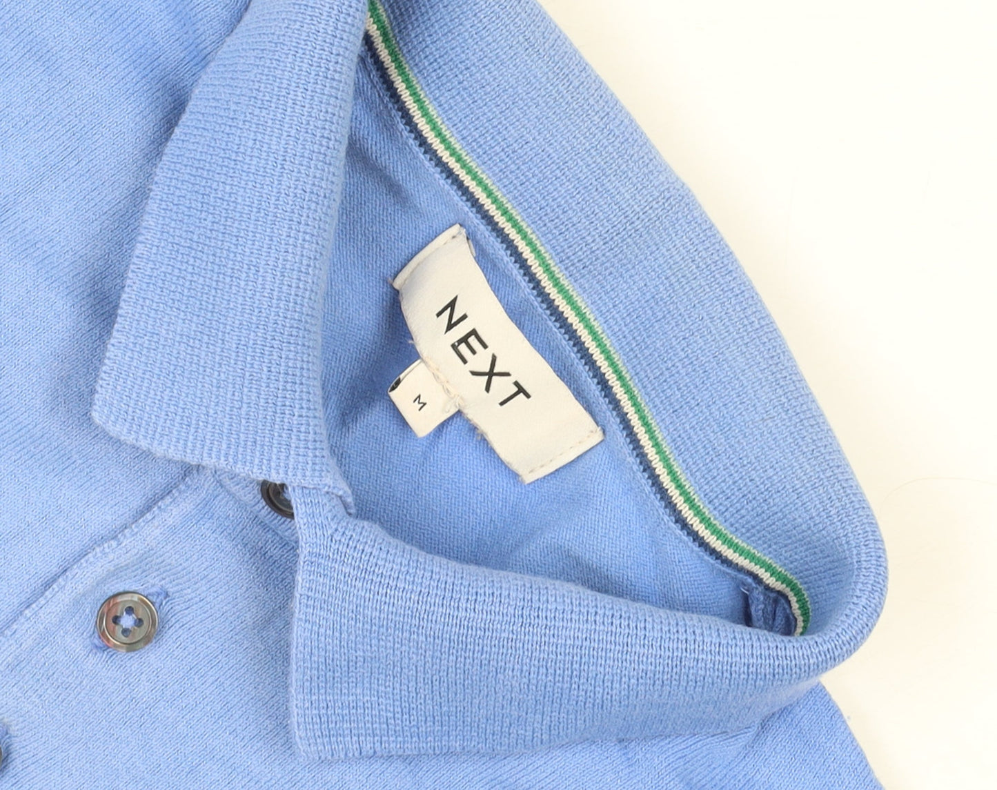 Next Men's Blue Cotton Blend Polo Shirt Size M Short Sleeve