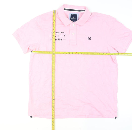 Crew Clothing Men's Pink XL Polo Shirt Ilkley Trophy Logo Cotton