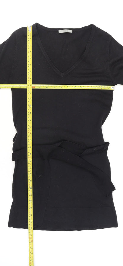 Marks and Spencer Women's Black Size 8 Knit Belted Wrap Dress