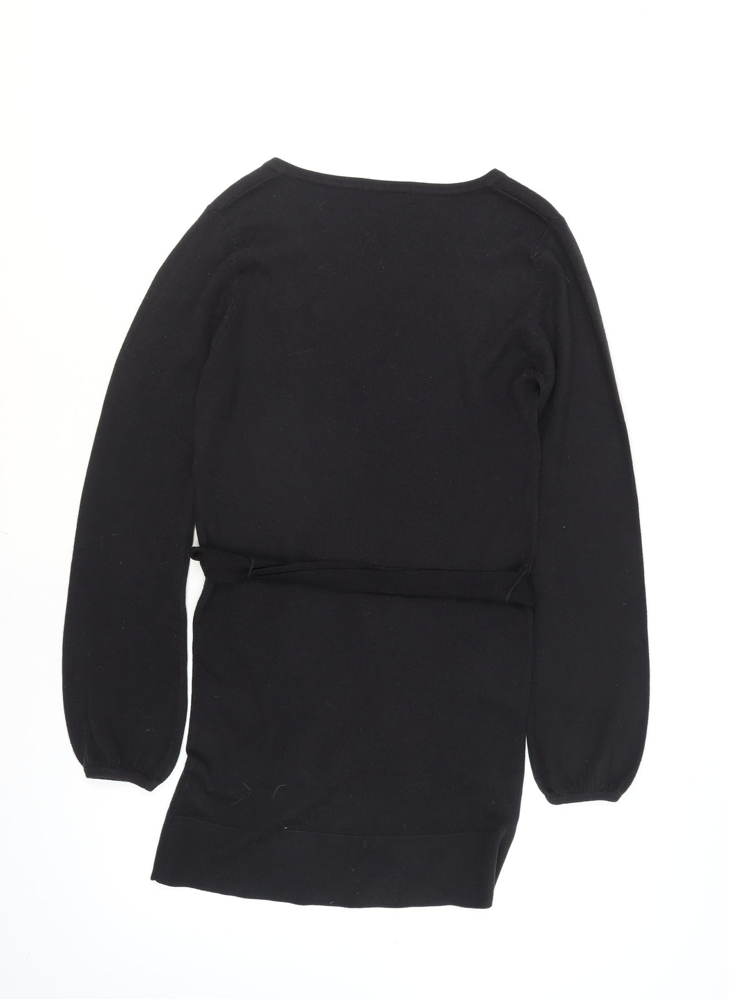 Marks and Spencer Women's Black Size 8 Knit Belted Wrap Dress