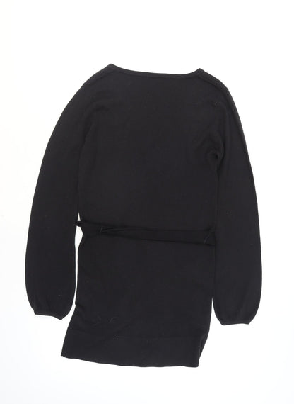 Marks and Spencer Women's Black Size 8 Knit Belted Wrap Dress