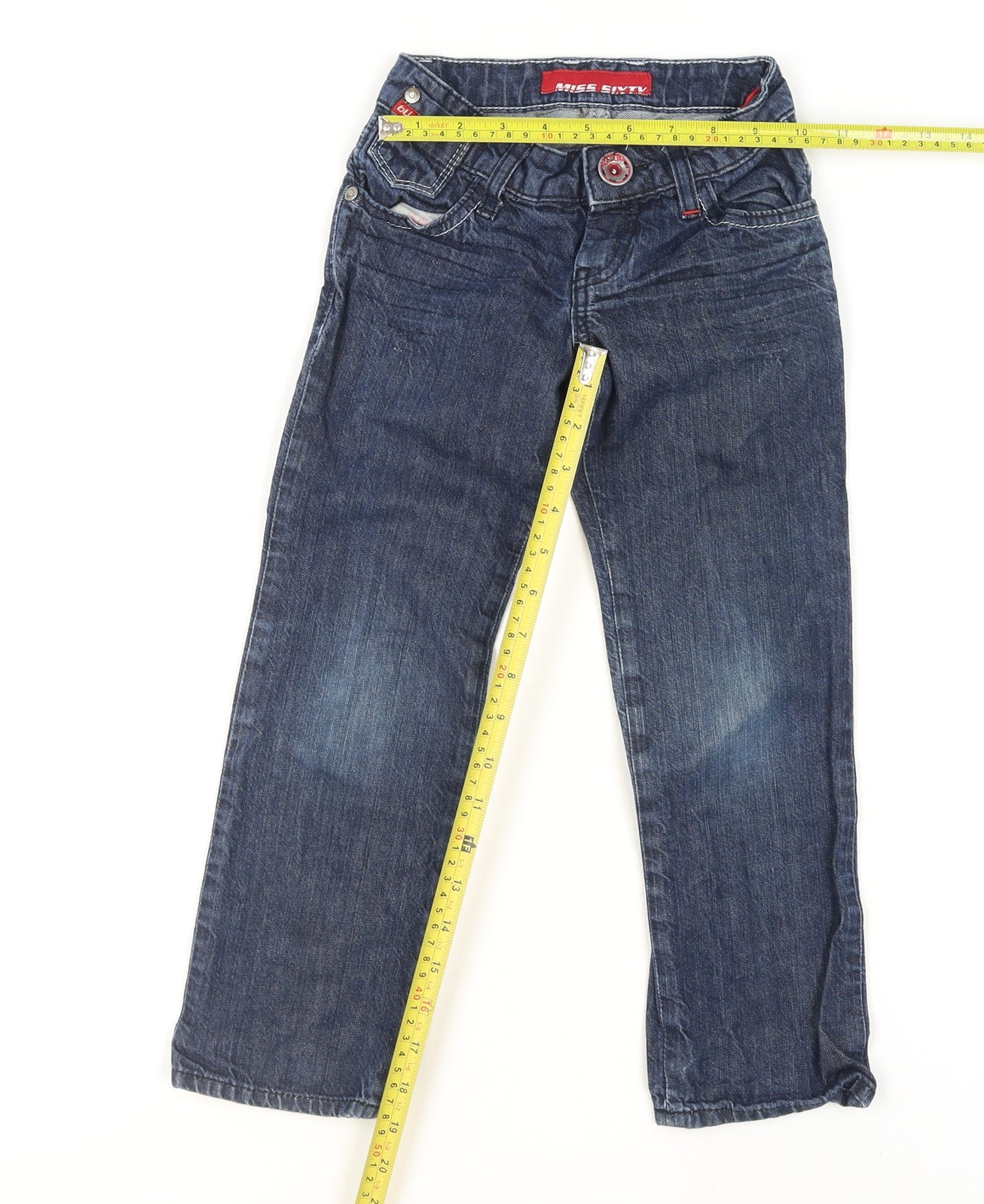 Miss Sixty Girls Blue Embroidered Straight Jeans 6 Years Cotton Denim