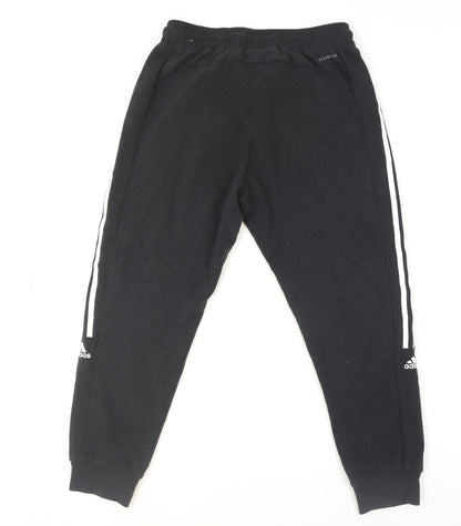 Adidas Women's Black S Jogger Activewear Trousers with Side Stripes