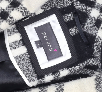 Marks and Spencer Per Una Women's Black Check Belted Coat Size 16