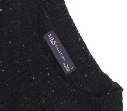 Marks and Spencer Womens Black Chunky Knit Wool Jumper Size S