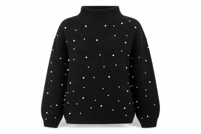 Marks & Spencer Women's Black Beaded Roll Neck Knit Jumper XS