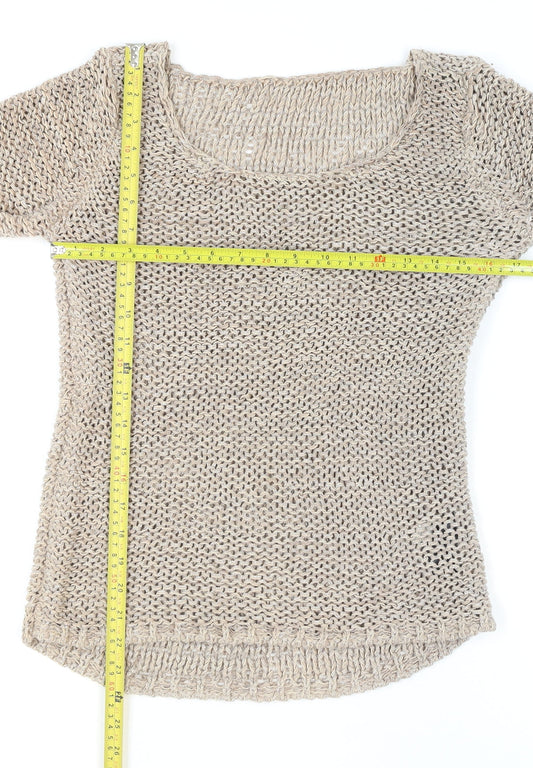 Next Women’s Beige Open-Knit Cotton Pullover Jumper Size S