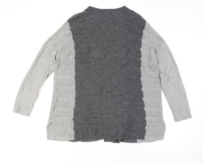 Country Casuals Women Grey Wool Blend Cardigan M Round Neck Knit