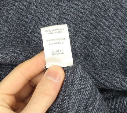 Marla Wynne Women’s Blue Linen Cotton Open Knit Plus Cardigan 2XL