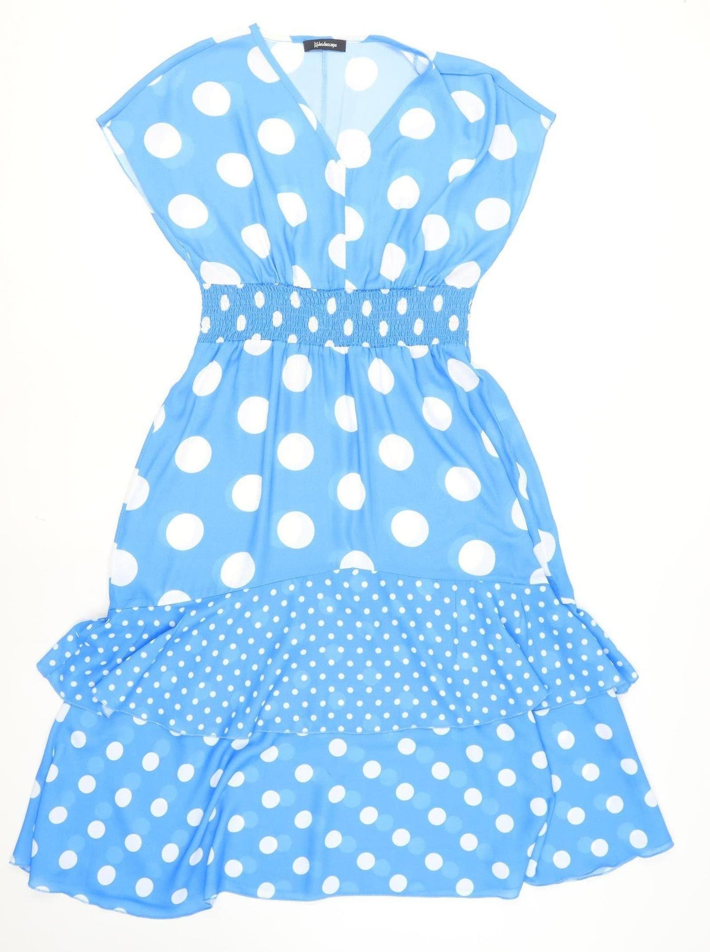 Kaleidoscope Women's Blue Polka Dot Strapless Bodycon Dress Size 14