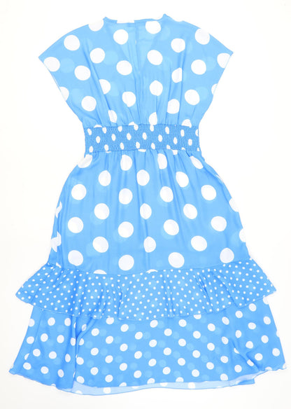 Kaleidoscope Women's Blue Polka Dot Strapless Bodycon Dress Size 14