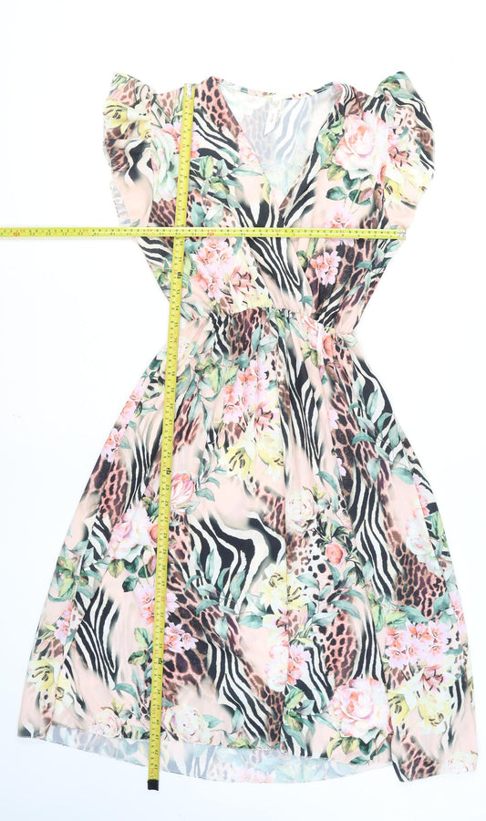 Stella Morgan Women’s Multicoloured Floral Animal Print Midi Wrap Dress S