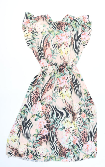 Stella Morgan Women’s Multicoloured Floral Animal Print Midi Wrap Dress S