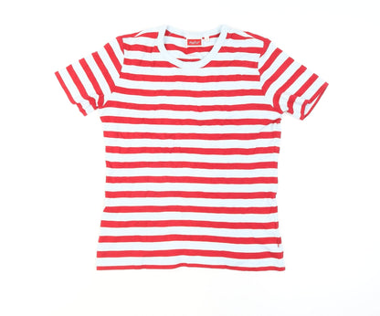 Valentino Rudy Women's Red Striped Cotton T-Shirt Size 2