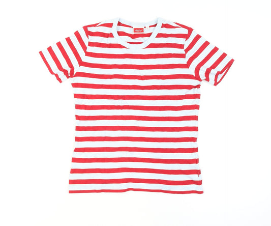 Valentino Rudy Women's Red Striped Cotton T-Shirt Size 2