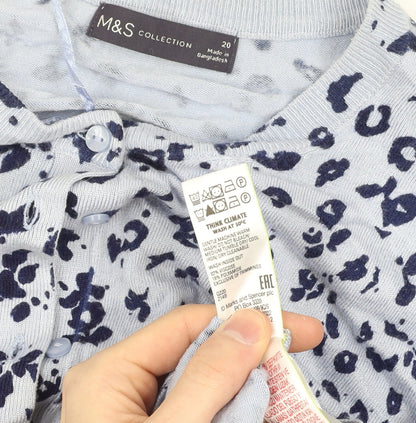 Marks and Spencer Womens Blue Animal Print Cardigan Size 20