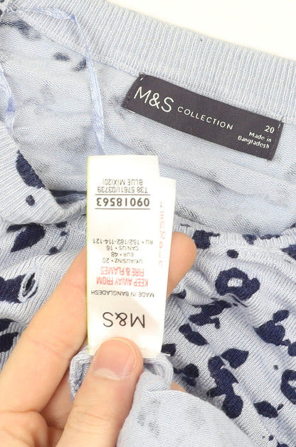Marks and Spencer Womens Blue Animal Print Cardigan Size 20