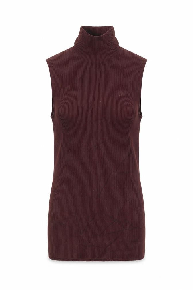 ZARA Women Brown Mock Neck Sleeveless Knit Tank Top Size 8